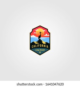 california beach logo vector pelican bird illustration design