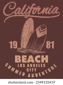 CALIFORNIA BEACH LOS ANGELES CITY SUMMER ADVENTURE GRAPHICS FOR T-SHIRT SWEATSHIRT AND POSTER