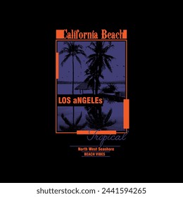 California Beach Los Angeles Tropical typography Summer palm tree graphic tee