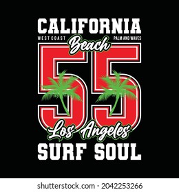 California beach, los angeles, typography graphic design, for t-shirt prints, vector illustration