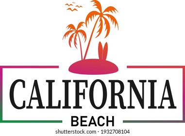 California beach and palm trees background illustration