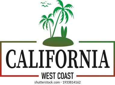 California beach and palm trees background illustration