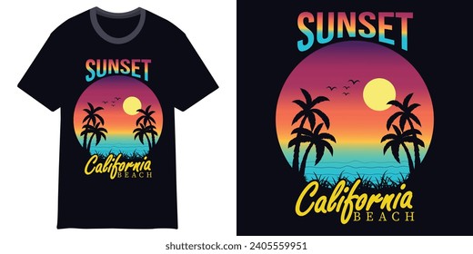  california beach retro vintage outdoor t shirt design 