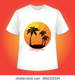 California beach Slogan Summer surf and Palm style T-shirt design
