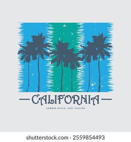California beach stylish t-shirt and apparel abstract design. Vector print, typography, poster