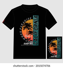 California Beach Summer Paradise Nature Images Stylish T shirt Design Vector Illustration Art