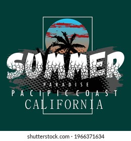 California Beach Summer Paradise    Stylish Nature Images Stylish Graphic T shirt Stock Vector Illustration Design