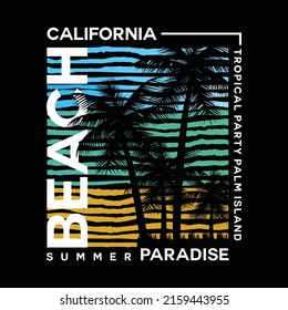 California beach, summer paradise, typography graphic design, for t-shirt prints, vector illustration