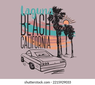 california beach summer print design with typography
