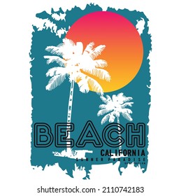 california beach summer text,lettering,images nature vector illustration t shirt design