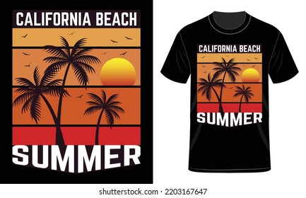 California beach Summer T-Shirt Design