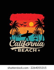 California beach, Summer Beach T-shirt Design