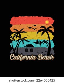 California beach, Summer Beach T-shirt Design