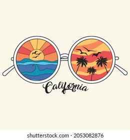 California beach with sunset t shirt design 