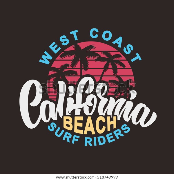 カリフォルニアのビーチサーフライダーのベクターイラスト Tシャツのグラフィック のベクター画像素材 ロイヤリティフリー