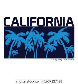 California Beach Surfing T Shirt Design, Vector Illustration