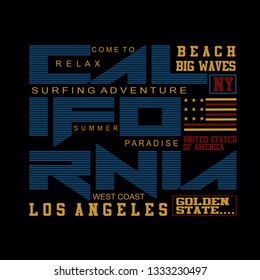 california beach surfing tee element graphic t shirt print vector illustration design