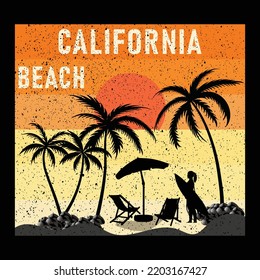 California beach surfing T-Shirt Design