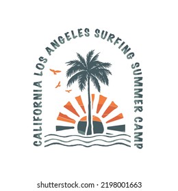 California beach text with palm trees vector illustrations. For t-shirt prints and other uses.