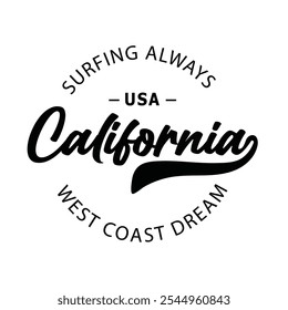 California beach text Vector illustrations. For t-shirt prints and other uses.