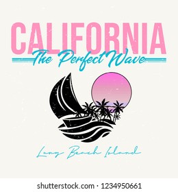 California Beach theme vector illustrations, for t-shirt and other uses.