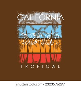 California Beach Tropical typography colourful summer palm tree t shirt design