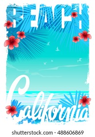 California beach t-shirt graphics, vectors