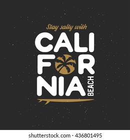 California beach t-shirt vector graphics. California related apparel design. Vintage style illustration.