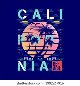 california diseño tipográfico de playa fresco para camiseta informal para hombres jóvenes