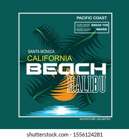 california beach typography graphic design artistic line concept for trendy t shirt print,illustration art - vector