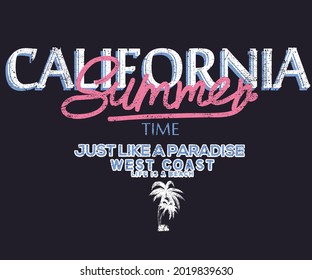 California beach typography slogan print for t shirt , sweatshirt and others.