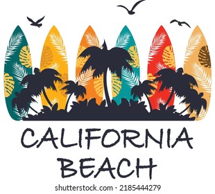 California Beach Vector Drawing Print Tshirt Stock Vector (Royalty Free ...