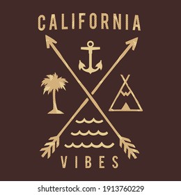 California beach vibes t-shirt and apparel vector design, print, typography, poster, etc. 