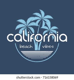 California Beach Vibes T-shirt And Apparel Vector Design, Print, Typography, Poster, Emblem With Palm Trees.