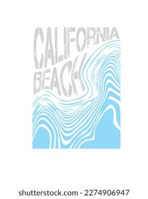 California Beach Waves Illustrations vector summer vector graphic t shirt design