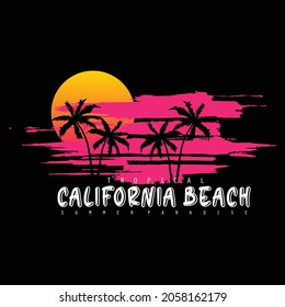 California beach,tropical,sunset nature images stylish graphic t shirt print vector illustration design
