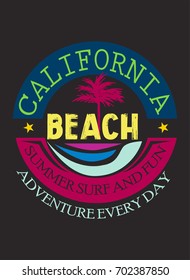 california beach,t-shirt print poster vector illustration