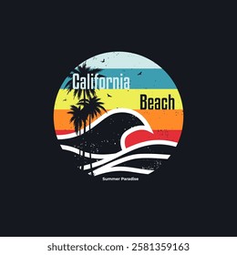 California beach,Typography, t-shirt graphics, poster, print, banner, flyer, etc