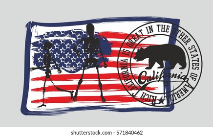California Bear American retro style graphic design vector art
