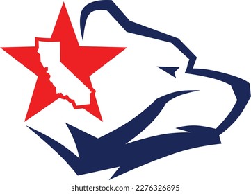 California Bear Logo with a star and region that could be change to be any region.