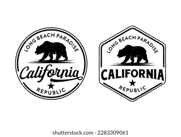 Diseño clásico de insignia vintage del logotipo de la república de osos de California