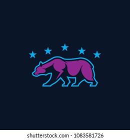 California Bear. California Star bear. Vector logo