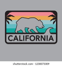 California bear typography, tee shirt graphics, vectors