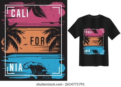 california beatch vibes retro vintage style t shirt design