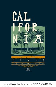 california bicycle palm beach vintage typography tropical vacation t-shirt print