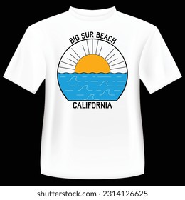 California Big Sur Beach T-Shirt, California T-Shirt,  Big Sur Beach T-Shirt, Summer T-Shirt, Beach Sunset Shirt, Beach Design