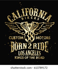 California Bikers, vector artwork for boy t shirt