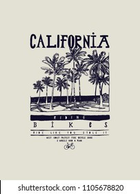 california bikes palm beach t-shirt - tropical vintage typography print