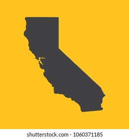 California black map,border on orange background. Vector illustration.