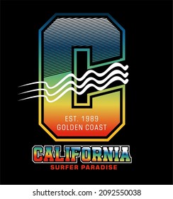 california with c vector typography t shirt graphics print